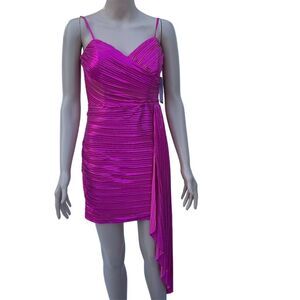 Seni & Cade Women's Strapless Pleated Pink Asymmetric Party Dress Size 5/6